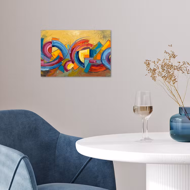 Abstract - Cirkels - Schilderij - Kleurrijk - Dynamisch poster papier klein -sfeer3
