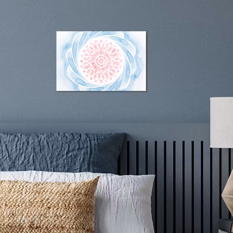 Abstract - Bloemvorm - Aquarel - Roze - Blauw poster papier klein -sfeer2