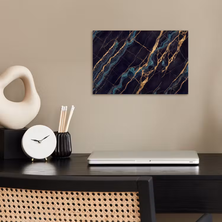 Abstract - Gouden lijnen - Kunst - Modern - Zwart poster papier klein -sfeer1