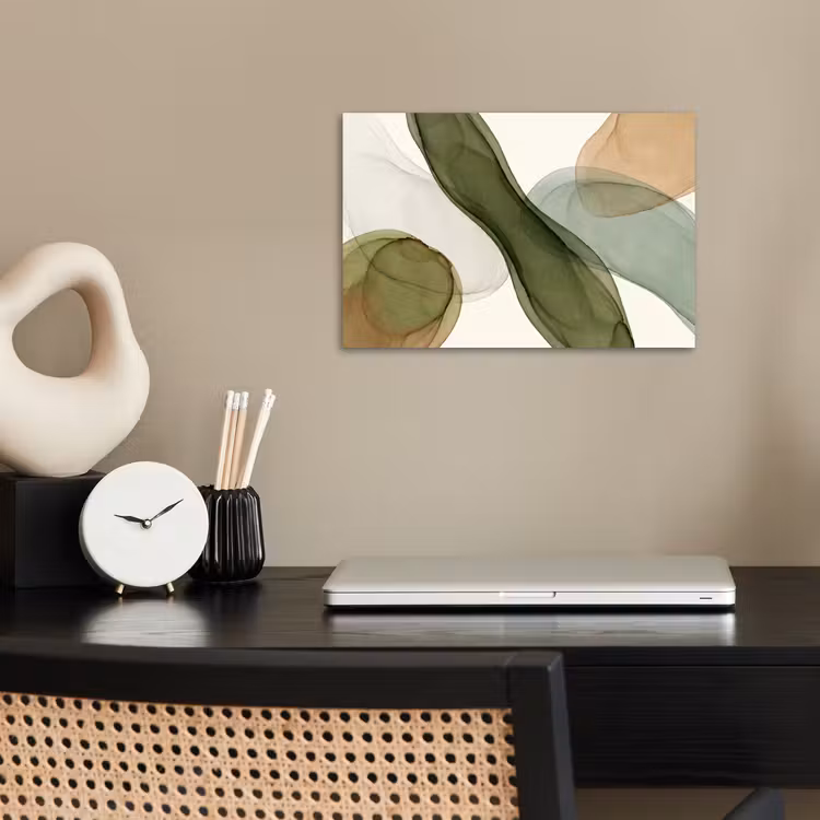 Abstract - Vormen - Modern - Kunst - Groen - Bruin poster papier klein -sfeer1