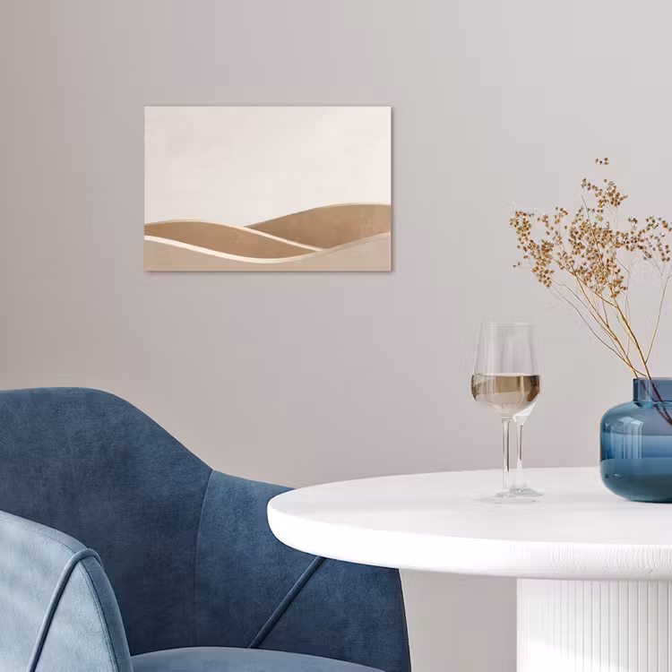 Abstract - Golven - Modern - Beige poster papier klein -sfeer3