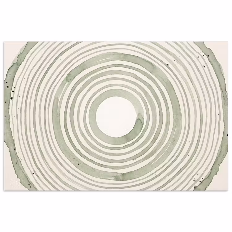 Abstractie - Cirkels - Waterverf - Groen - Modern poster papier klein -3d