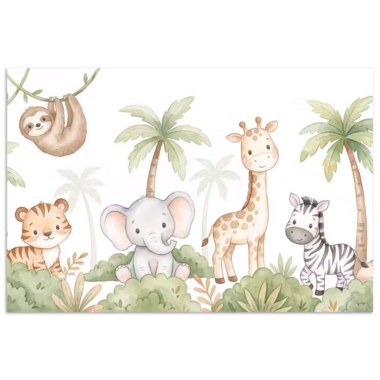Dieren - Jungle - Pastel poster papier klein -3d