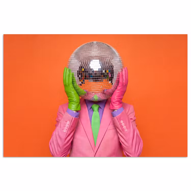 Kunst - Disco bal - Kleurrijk - Modern - Studio poster papier klein -3d
