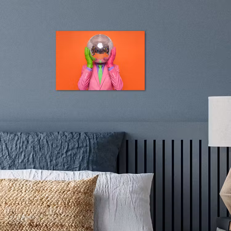 Kunst - Disco bal - Kleurrijk - Modern - Studio poster papier klein -sfeer2