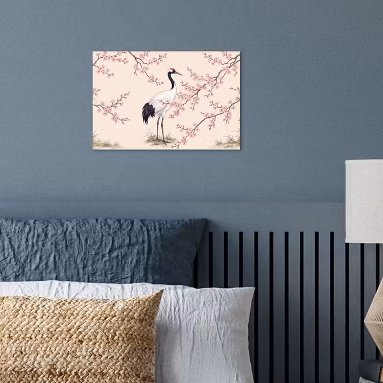 Aziatisch - Kraanvogel - Beige poster papier klein -sfeer2