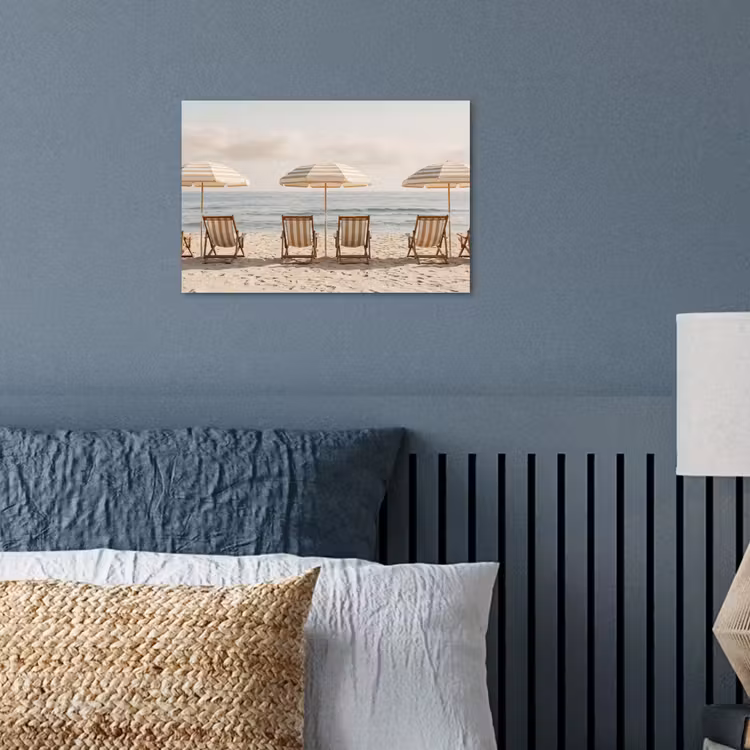 Strand - Stoelen - Parasol poster papier klein -sfeer2