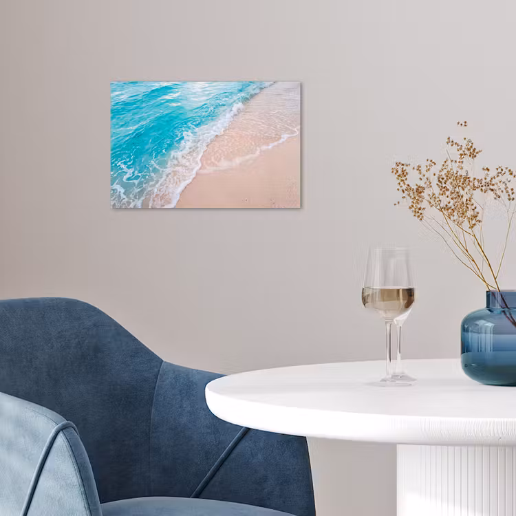 Strand - Zee - Golf - Natuur - Blauw poster papier klein -sfeer3