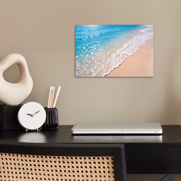 Strand - Water - Natuur - Blauw - Beige poster papier klein -sfeer1