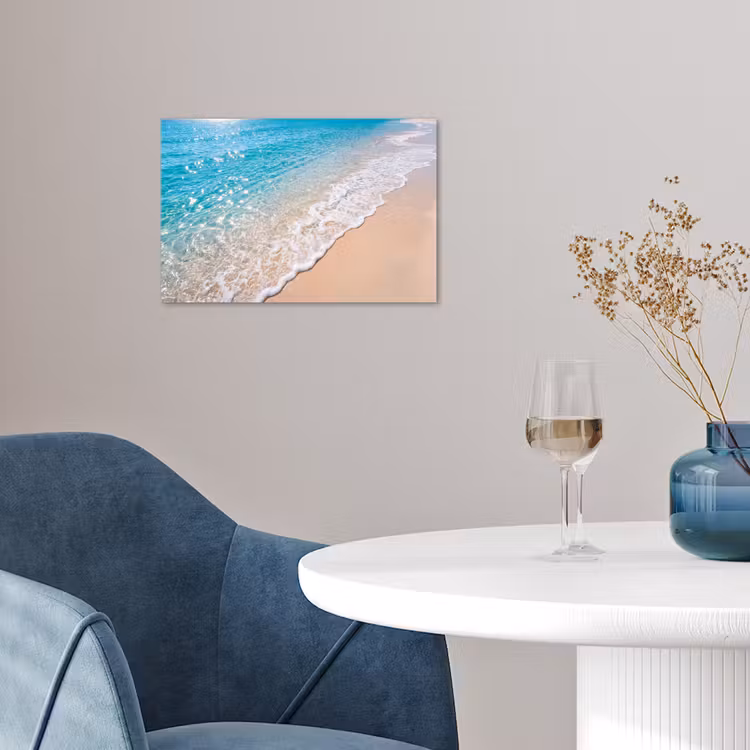 Strand - Water - Natuur - Blauw - Beige poster papier klein -sfeer3