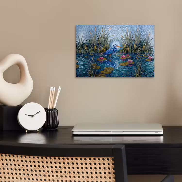 Vogel - Water - Natuur - Abstract - Blauw poster papier klein -sfeer1