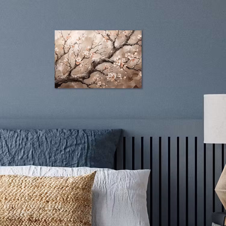 Bloesem - Takken - Schilderij - Beige - Serene poster papier klein -sfeer2