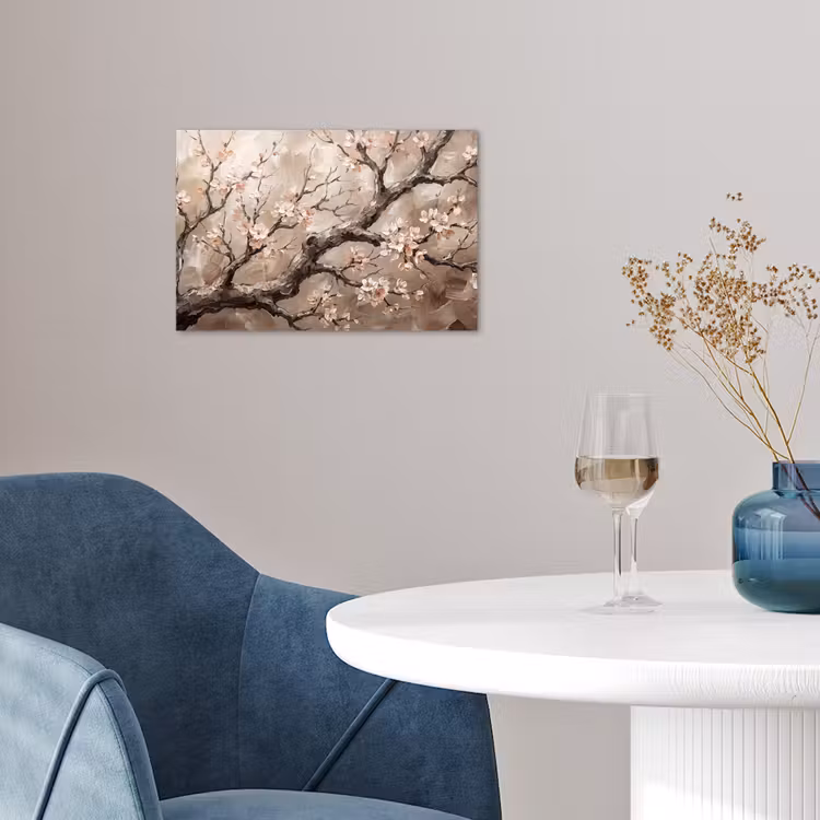 Bloesem - Takken - Schilderij - Beige - Serene poster papier klein -sfeer3