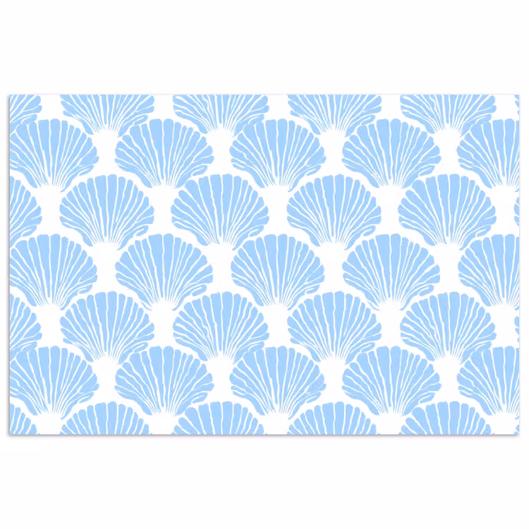Blauw - Wit - Schelpen - Grafisch - Structuur poster papier klein 62 -3d