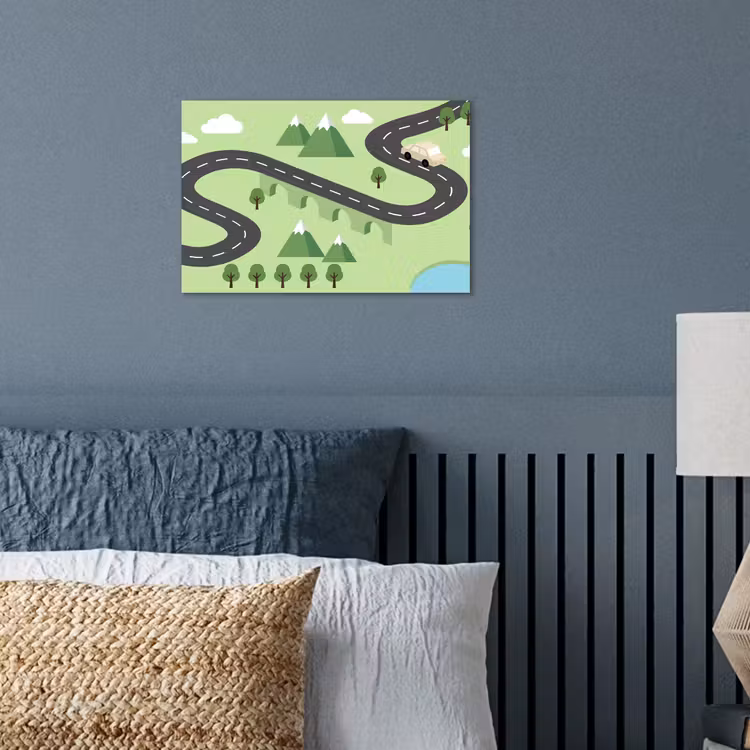 Auto - Bergweg - Natuur - Illustratie poster papier klein -sfeer2