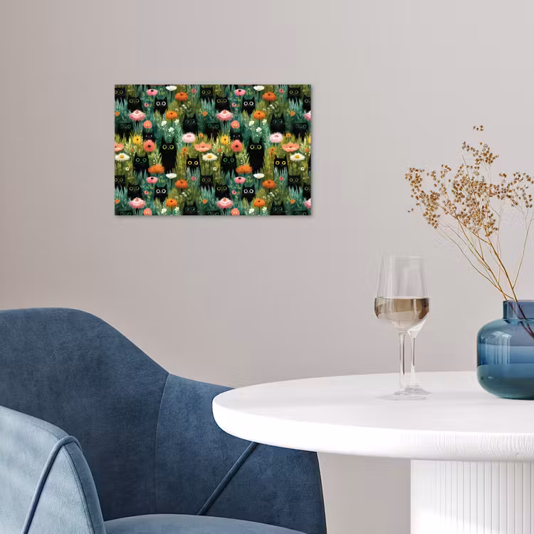 Katten - Bloemen - Kleurrijk poster papier klein 62 -sfeer3
