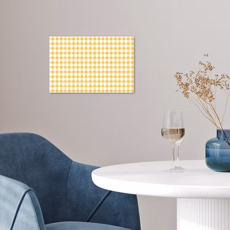 Ruit - Gingham - Klassiek - Geel en Wit poster papier klein 62 -sfeer3