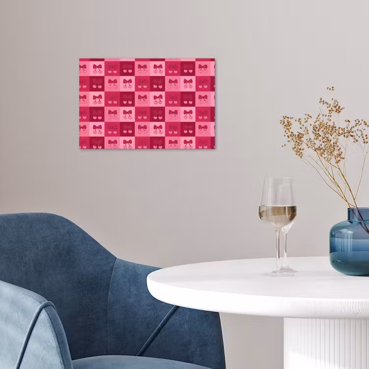 Kersen - Strikjes - Speels - Roze - Bordeaux poster papier klein 62 -sfeer3