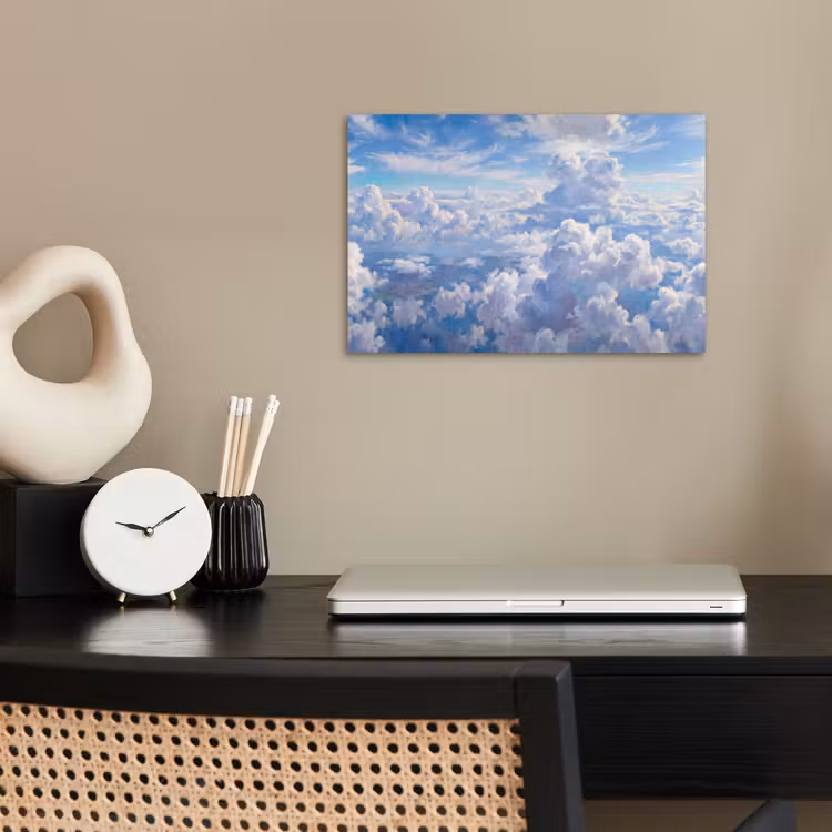 Wolken - Lucht - Natuur - Abstract - Blauw poster papier klein -sfeer1