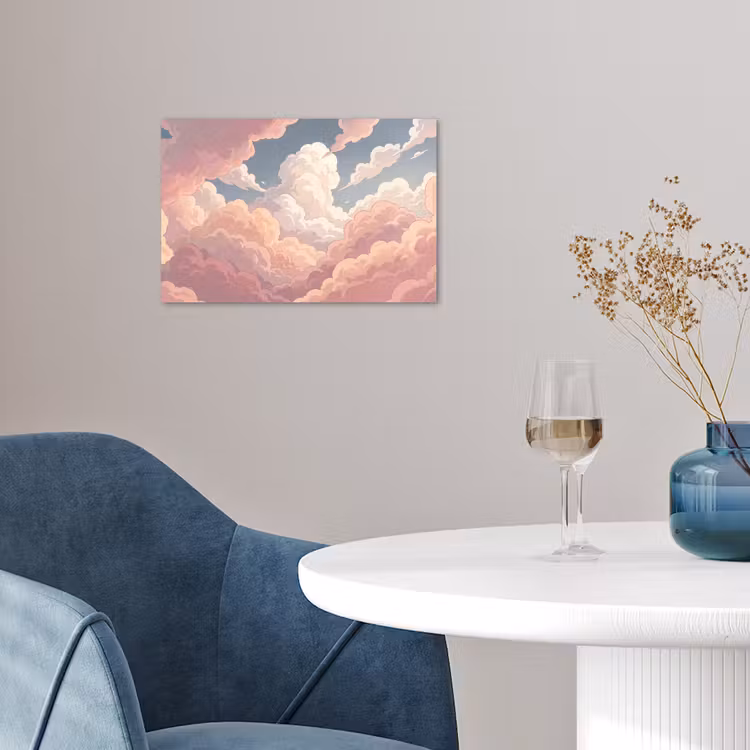 Wolken - Lucht - Natuur - Pastel - Roze poster papier klein -sfeer3