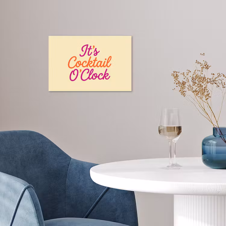 Cocktail O'Clock - Geel - Retro poster papier klein -sfeer3