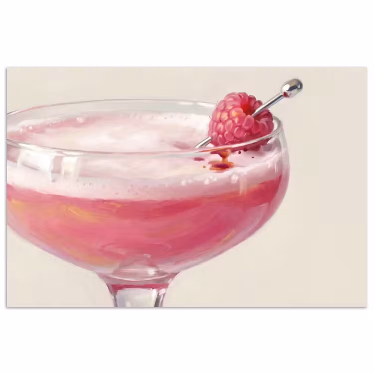 Cocktail - Framboos - Drank - Modern - Roze poster papier klein -3d