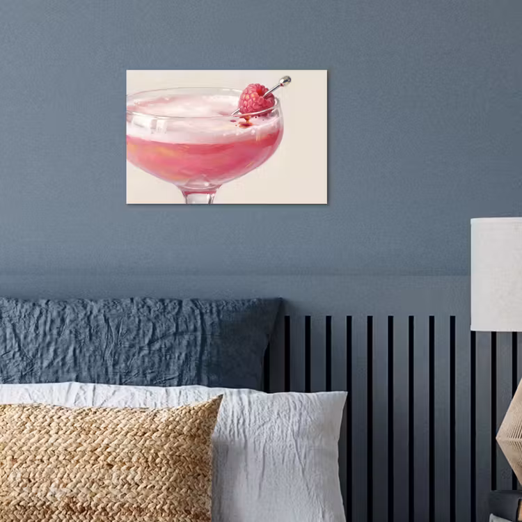 Cocktail - Framboos - Drank - Modern - Roze poster papier klein -sfeer2