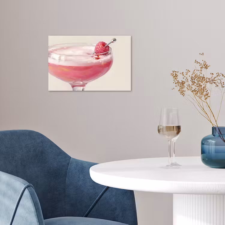 Cocktail - Framboos - Drank - Modern - Roze poster papier klein -sfeer3