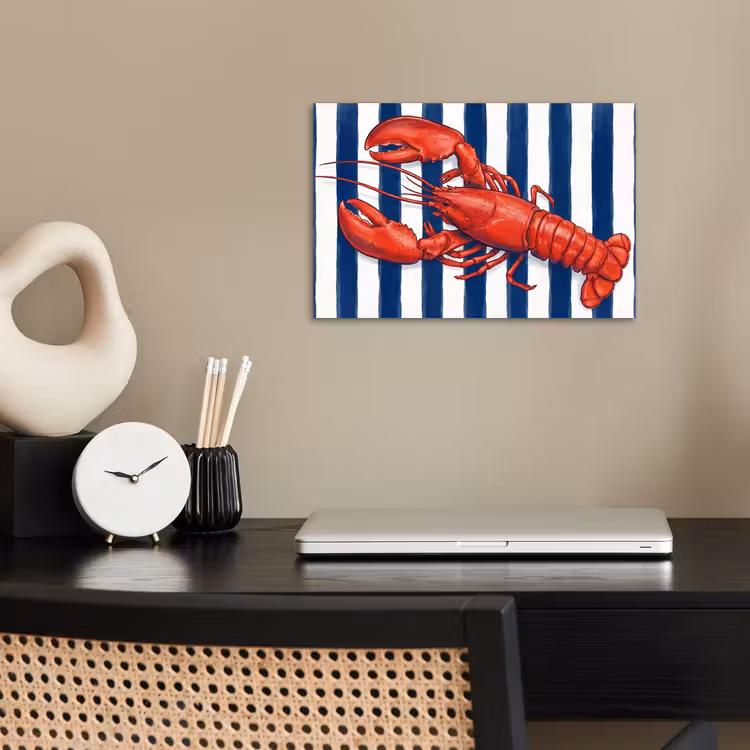 Schaaldier - Kreeft - Marine - Illustratie - Rood poster papier klein -sfeer1