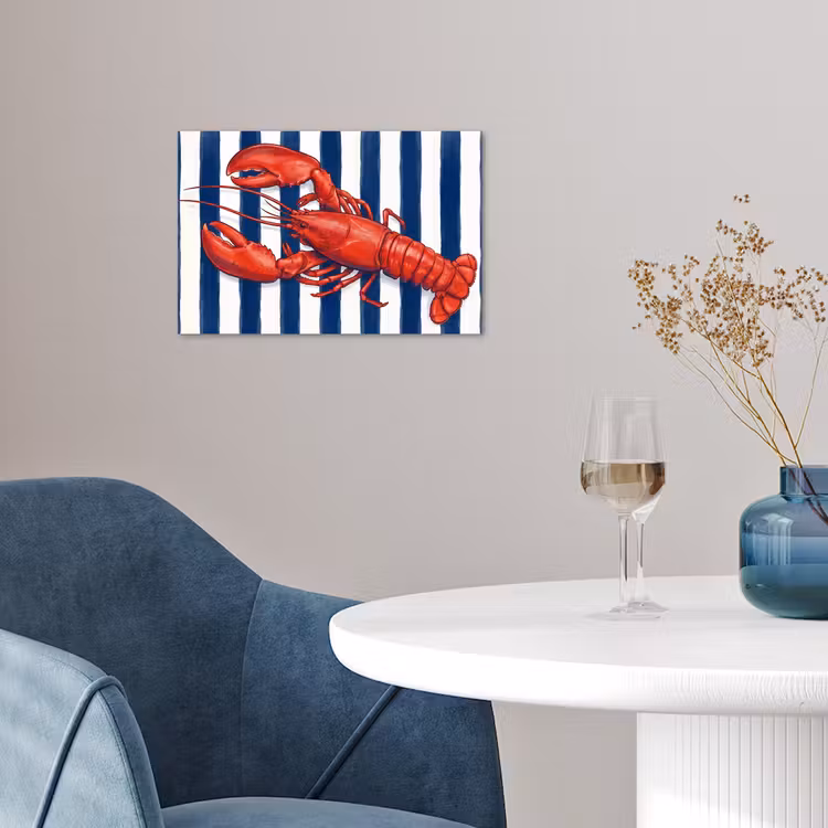 Schaaldier - Kreeft - Marine - Illustratie - Rood poster papier klein -sfeer3