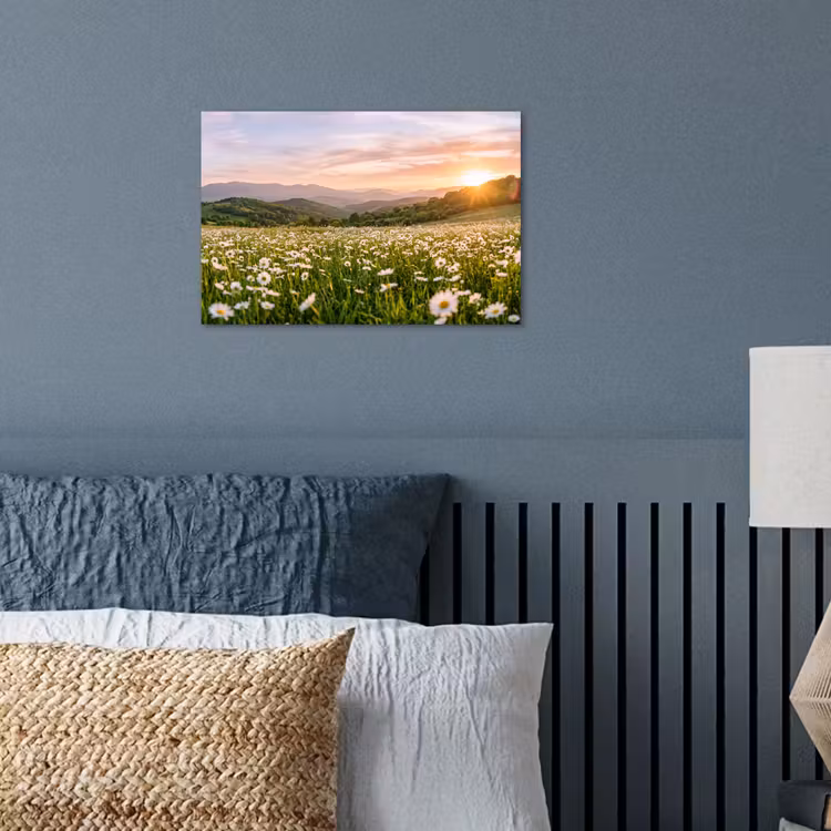 Madelief - Veld - Heuvels - Groen poster papier klein -sfeer2