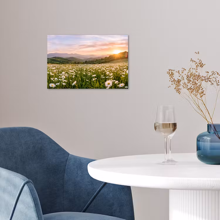 Madelief - Veld - Heuvels - Groen poster papier klein -sfeer3