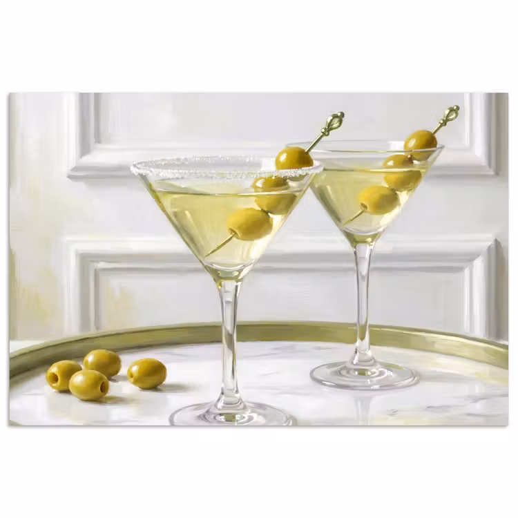 Drank - Martini - Olijven - Modern - Wit poster papier klein -3d