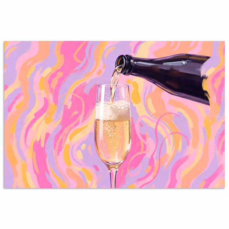 Drank - Inschenken - Feest - Abstract - Roze poster papier klein -3d
