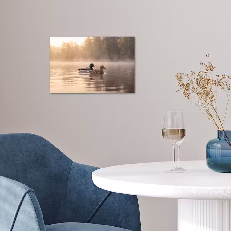 Eenden - Water - Mist - Natuur poster papier klein -sfeer3