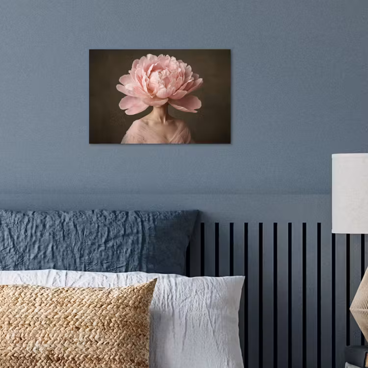 Gezicht - Roos - Roze poster papier klein -sfeer2