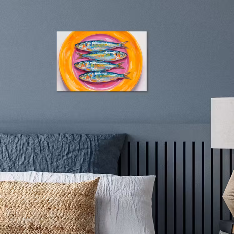 Vis - Vier - Eten - Modern - Kleurrijk poster papier klein -sfeer2