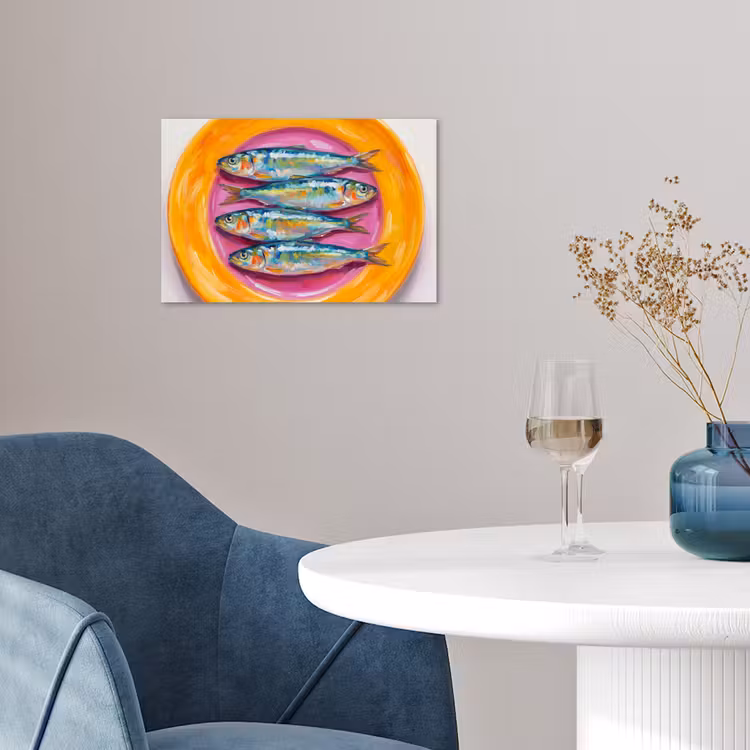 Vis - Vier - Eten - Modern - Kleurrijk poster papier klein -sfeer3