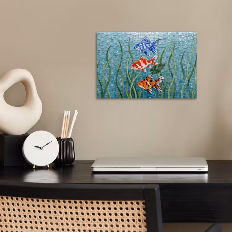 Vis - Mozaïek - Onderwater - Kleurrijk - Dieren poster papier klein -sfeer1