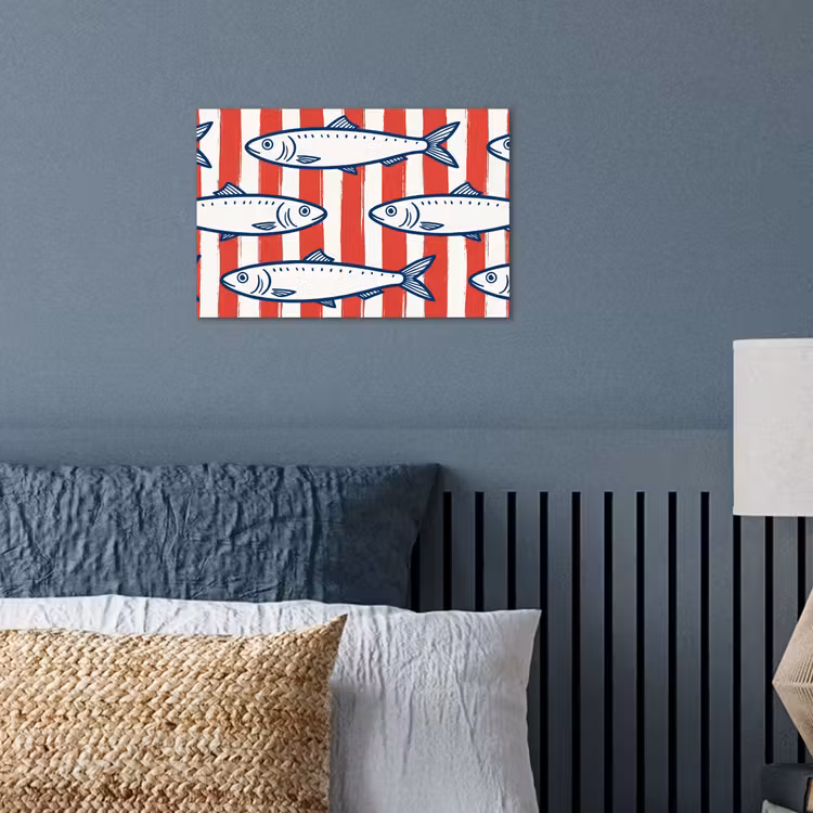 Vis - Patroon - Strepen - Illustratie - Rood poster papier klein -sfeer2