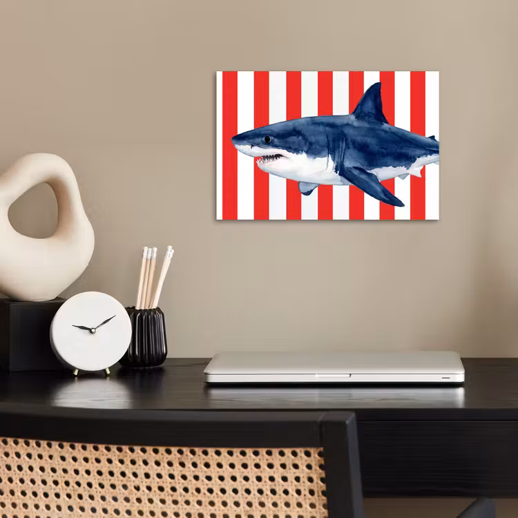 Vis - Haai - Zee - Illustratie - Blauw poster papier klein -sfeer1