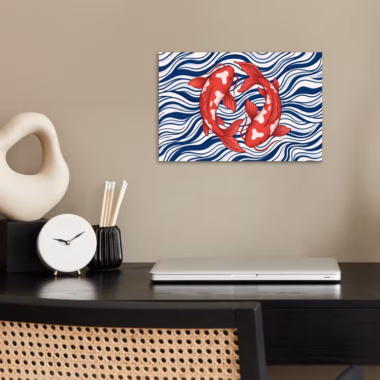 Vis - Water - Natuur - Illustratie - Rood poster papier klein -sfeer1