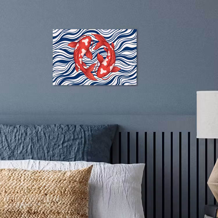 Vis - Water - Natuur - Illustratie - Rood poster papier klein -sfeer2