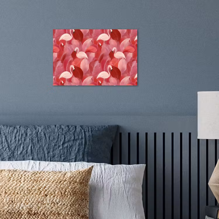 Flamingo - Botanisch - Elegant - Roze - Rood poster papier klein 62 -sfeer2