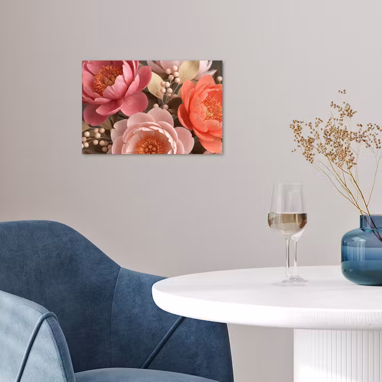 Bloemen - Bloesem - Zacht - Koraal - Decoratie poster papier klein -sfeer3