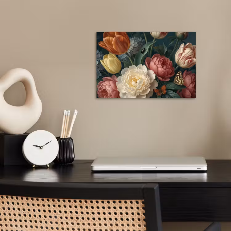 Bloemen - Boeket - Natuur - Klassiek - Donker poster papier klein -sfeer1