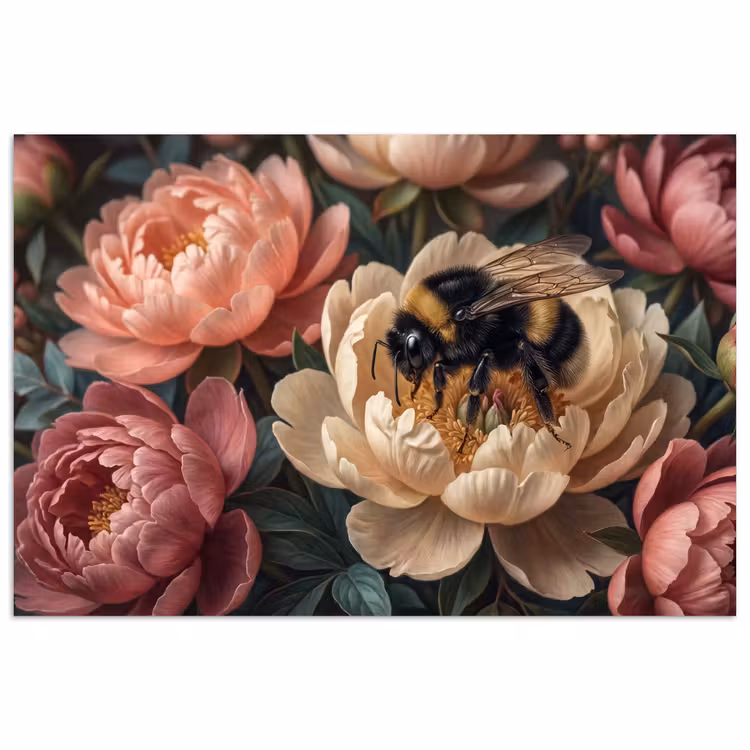 Bloemen - Insect - Natuur - Roze poster papier klein -3d