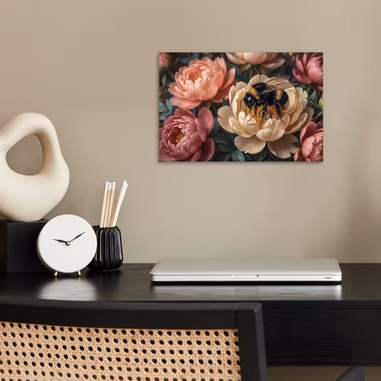 Bloemen - Insect - Natuur - Roze poster papier klein -sfeer1