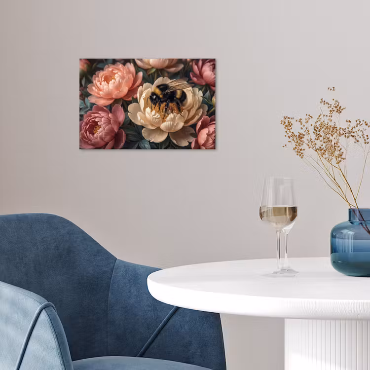 Bloemen - Insect - Natuur - Roze poster papier klein -sfeer3