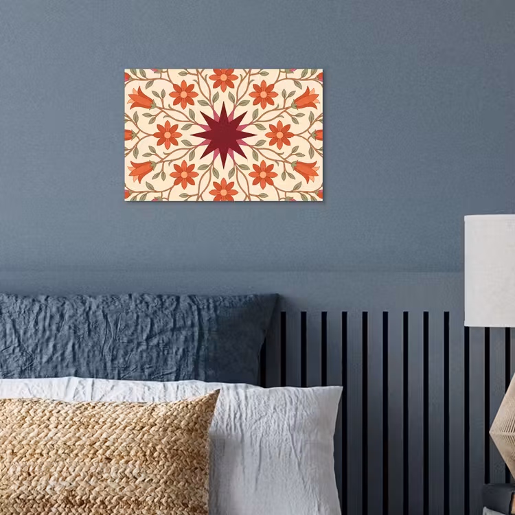 Bloemen - Mandala - Decoratief - Rood poster papier klein -sfeer2